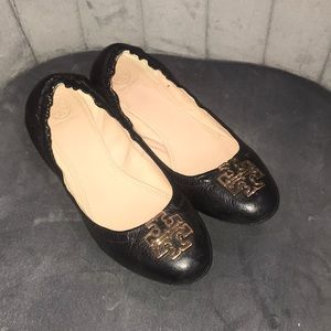Tory Burch Black Leather Flats